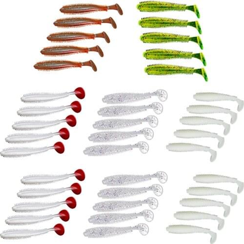 5 Pcs PVC Soft Fishing Lures Artificial Baits Soft Worm Jig Wobblers Swimbait Sea Carp Fishing Tackle with T-tail 6cm/9cm Pesca