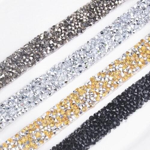 5Yard Black Grey Beaded Lace Trim Rhinestones Appliques Sewing On Wedding Dresses Belt Gold Silver Crystal DIY Bridal Accessory