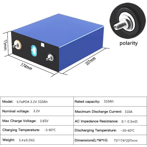 Land Voyager 3.2V 310Ah lifepo4 battery DIY 12V 24V Rechargeable battery pack for Electric car RV Solar Energy storage system