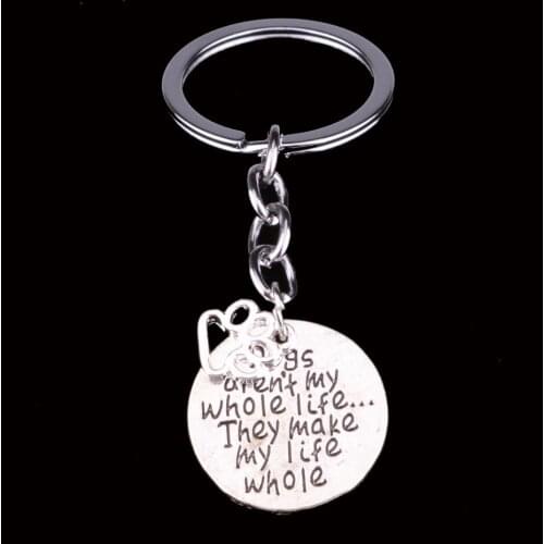 Bespmosp 12PC/Lot Dogs Make My Life Whole Dog Paws Print Charm Pendant Keychain Jewelry Keyring Lover Key Chain Fashion Gifts