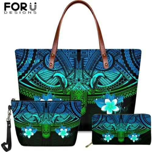 FORUDESIGNS Brand Designer Luxury Women Large Capacity Handbag Gradient Polynesian Tribe Egg Flower Pattern Ladies Long PU Purse
