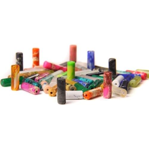 Wholesale Polished Stone Beads 5-15 pcs 4*13 mm Imperial Jaspe Tube Loose Beads For DIY Making Jewelry Accessory Necklace Earing