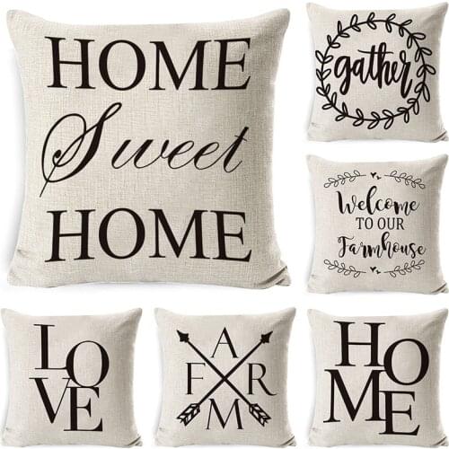 Letter Cushion Cover 45*45 Geometric Printed Decorative Pillowcase Sofa Cushions Cotton Linen Pillow Covers 18X18 Home Decor
