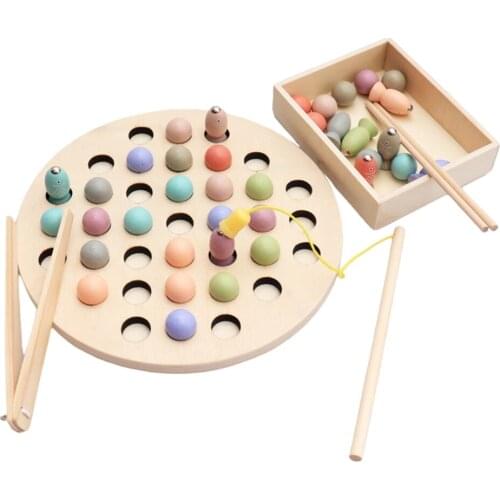 Wooden Fishing Game Toy Beads Counting Toy Early Development Toy Gifts