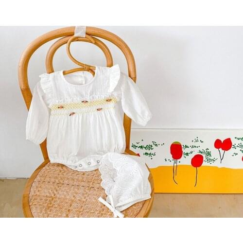 Infant Baby Girl Lovely Romper Long Sleeves Flower Jumpsuit Cute Ruffle Bodysuit Cotton Newborn Baby Romper Clothes