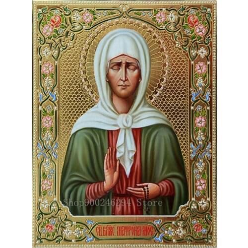 Diy iamond Painting Full Square Round Saint Matrona the Blind of Moscow 5d diamond Embroidery Religion Icon Handmade arts FF952