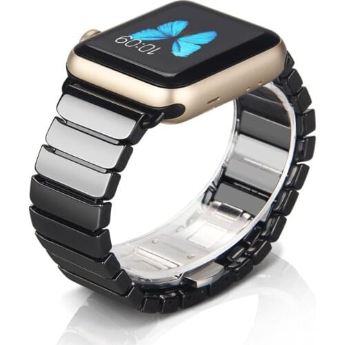 Ceramic metal strap Compatible with Apple watch 6 5 4 SE 44mm 40mm Man/women comfortable strap for iwatch 3 2 1 42mm 38mm band