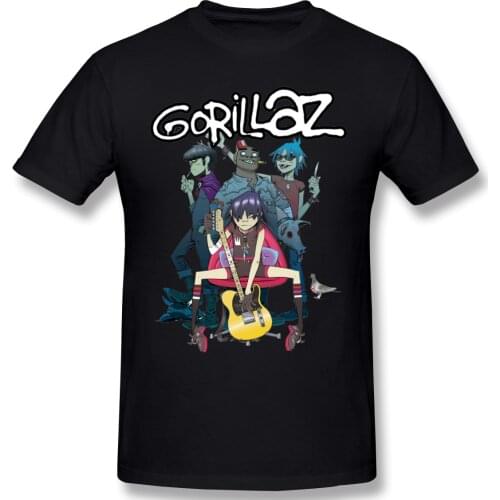 Cool Gorillaz T Shirt Oversized Cotton Crewneck Custom Short Sleeve T Shirt Men