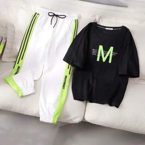 Korean Summer Sports Suit Female Handsome Two-piece Tide Fashion College Style Loose Leisure Sports Style