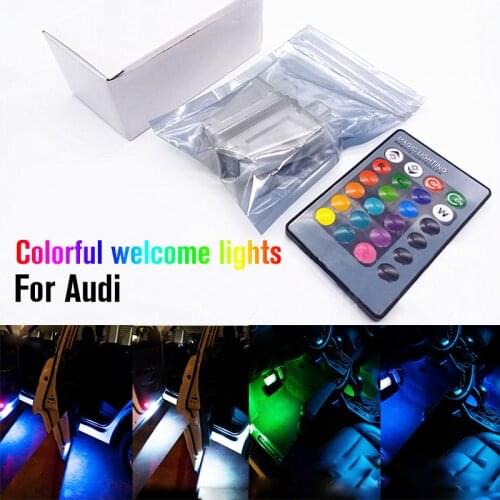 2Pcs RGB LED Car Door Light Footwell Trunk Lamp For Audi A1 8X A3 8P 8V A4 B5 B6 B7 A5 8T A6 C5 C6 C7 A7 A8 TT Q3 Q5 Q7 R8