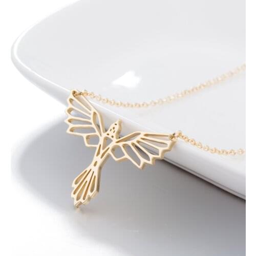 Daisies Phoenix Necklace Origami Bird Geometric Pendant Minimalist Necklaces For Women Jewelry
