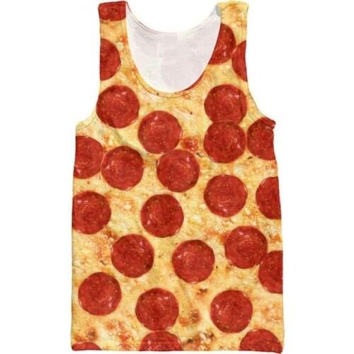 Pepperoni Pizza Tank Tops Fashion Mens Clothing Summer Sleeveless Shirt Bodybuilding Stringer Singlets Jersey Plus Size Vest