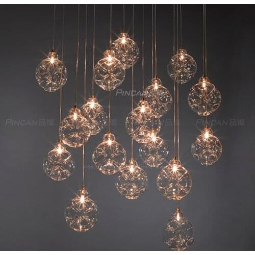 Milan designer villa staircase large chandelier sand table restaurant bar art crystal glass lamp