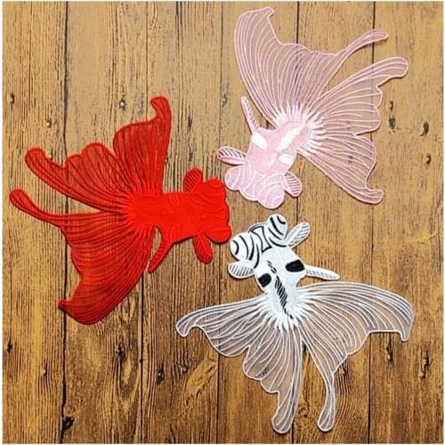Red Pink Goldfish Fish Sew on Patches Sewing Embroidered Applique for Jacket Clothes Stickers Badge DIY Apparel Accessories