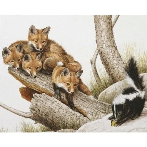 New 5d diamond painting fox full square / round drill diamond embroidery animal sticker 3d diamond mosaic decorative painting