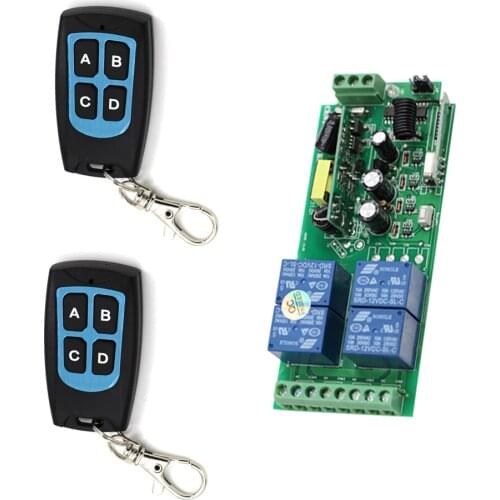 New AC85V 110V 220V 250V 10A Relay 4CH Wireless RF Remote Control Light Switch 2pcs Transmitters Waterproof+ Receiver with Case