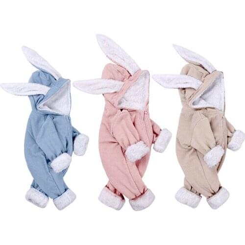 Rabbit Baby Girl Clothes Winter Baby Rompers Thick Velvet Infantil Menina Boys Romper Cute Baby Clothes Newborn Costume Outfits