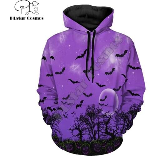 2019 New Vintage Fashion 3d hoodies Halloween Pumpkin and Bat Print Drawstring Hoodie Harajuku streetwear sudadera hombre KB-12