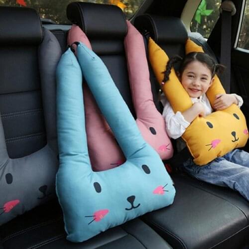 Neck Pillow Portable Comfortable PP Cotton Cute Cartoon Pattern Car Seat Plush Headrest Pillow for Kids Seat Belt Accessories