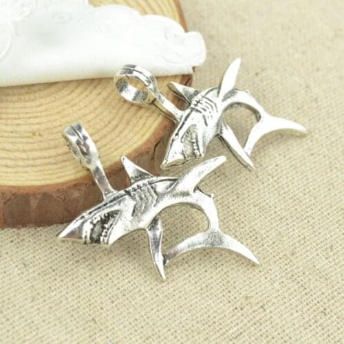 High quality 8pcs metal antique silver Plated shark charms for DIY jewelry making 37*33mm D718