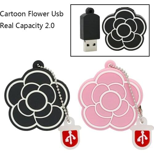 Romantic Rose Flower USB Flash Drives 4GB 64GB 32GB 16GB 8GB Flash Drives External Storage Pendrive Camellia Flower U Disk Gift