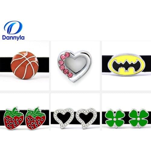 10pcs/lot Wholesale 8mm Mix Style Slide Charms Fit 8mm Wristband Bracelet LSSC194-303