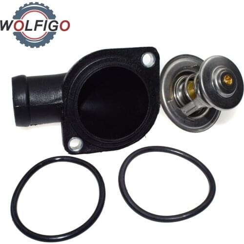 WOLFIGO Engine Coolant Thermostat & Housing Set 044121113 055121121F for Audi 80 90 A2 A3 VW Beetle Golf Passat Ford Seat Skoda