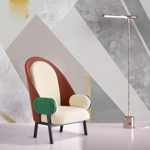 TT Customized High Back Solid Wood Leisure Model Room Cool Contrast Color Moon Chair Single Sofa Creative