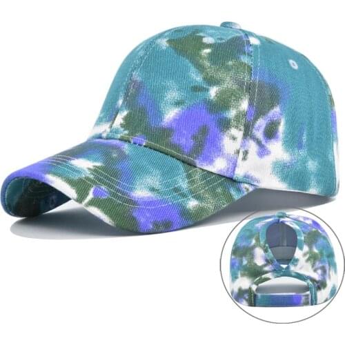 Tie Dye Gradient Ponytail Horsetail Womens Summer Hat With Hip-Hop Harajuku Hat Mens Baseball Cap Eco-friendly fabric BQM086