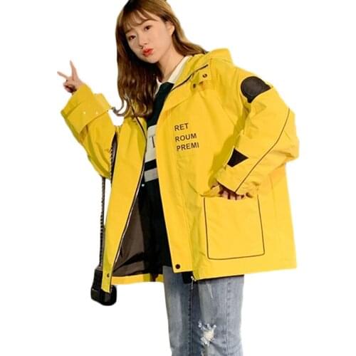 Women Tooling coat Spring Autumn Korean New Short Windbreaker coats Womens Student Harajuku style Casual Trench coats XS F817