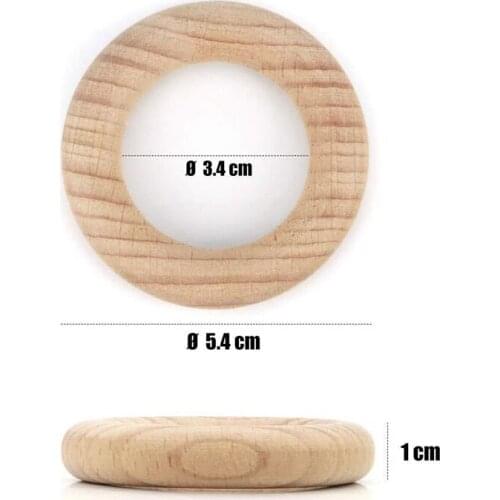 1Pcs/3pcs /5pcs Wooden 55mm Wooden Ring Baby Teether Personalized Custom Beech Wooden Ring Newborn Toy Wooden Molar Ring