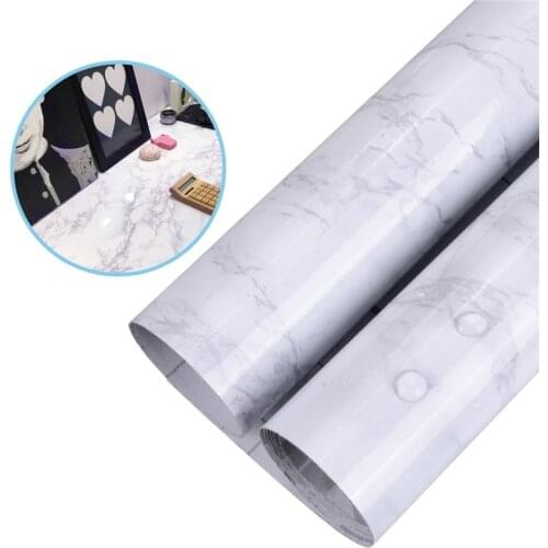 10m X 45cm 1Pcs Waterproof Marble Wallpaper DIY Decorative PVC Self adhesive Wall paper for Kitchen Cabinet Furniture Door