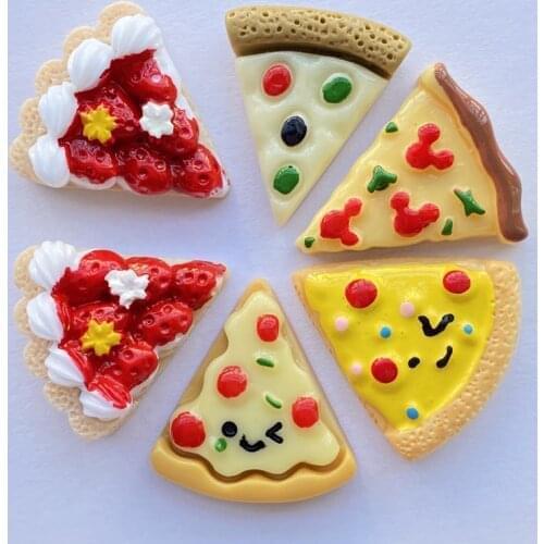 10Pcs Resin Cute Mixed Mini Pizza Flat back Cabochons Scrapbooking DIY Jewelry Craft Decoration Accessories E30