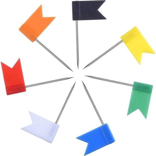 100 Pcs Portable Color Flag Pin Pushpin for Office School Work Fastener