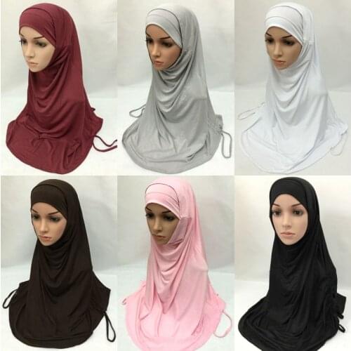 2 Pcs Muslim Modal Cotton Headscarf Cap Amira Hijab Wrap Shawl Islamic Ramadan Prayer Headwear Arab Women Worship Turban Jilbab