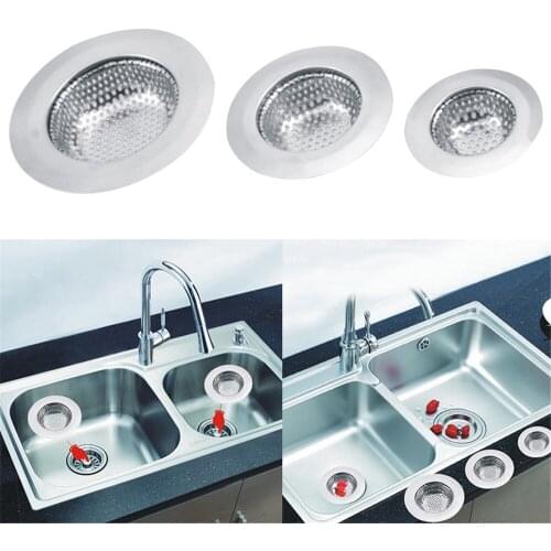 2Pcs Stainless Steel Kitchen Appliances Sewer Convenient Filter Colander Sink Drainer Sewer Kitchen Strainers Prevent Stopper