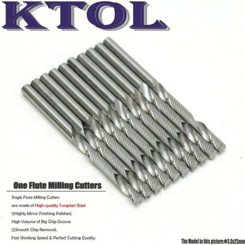 3.0*25mm 10pcs One Flute Carbide End Mill Milling Bits CNC Router Tools, CNC Acrylic Cutting Knife Wood Milling Tools Bits Set