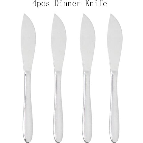 4Piece Silver Mirror Flatware Cutlery 304 Stainless Steel Knives Sharp Steak Knife Set For Dinner 8.27-Inch Dinnerware Set