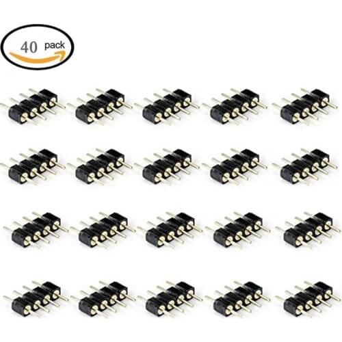 40pcs 4 Pin Male to Male RGB 5050 3528 LED Strip Lights Connectors SMD RGB Led Strip Lighting Led Stripo Accessories