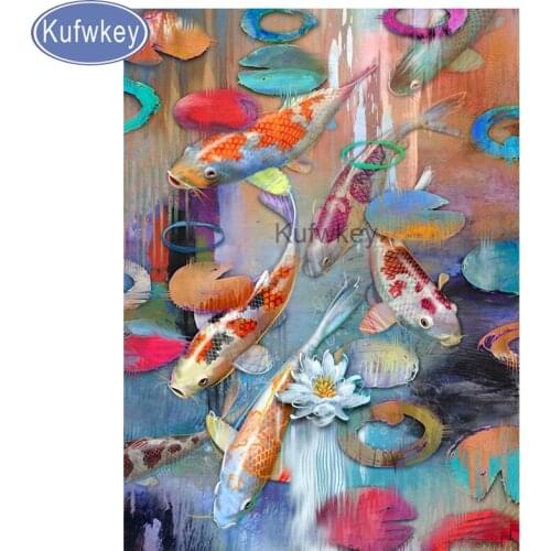 5d Diamond Embroidery"Koi Fish Graph"DIY 3D Diamond painting sale full square round drill Mosaic diamond picture animal wall art