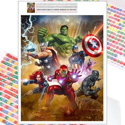 5D Diamond Painting Marvel Avengers Iron Man Hobby Captain America Art DIY Spiderman Mosaic Full Square Round Drill Home Decor