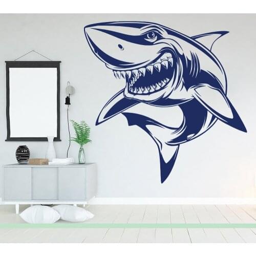 Large Shark Fish Ocean Wall Sticker Bedroom Nursery Shark Animal Whale Under Sea Fish Wall Decal Kids Room Vinyl Home Decor