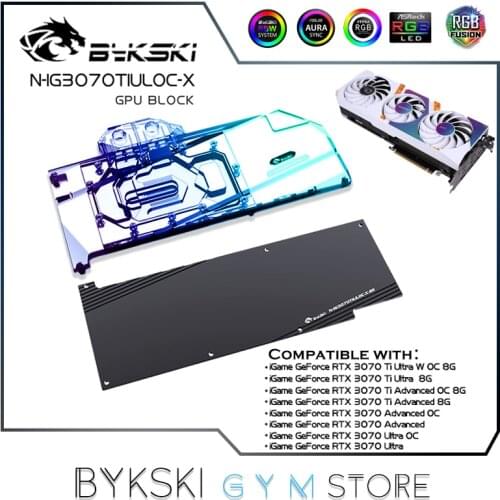 Bykski Graphics Card GPU Water Block Colorful iGame RTX 3070 Ti Ultra Advanced OC VGA Liquid Cooler 5V/12V RGB N-IG3070TIULOC-X