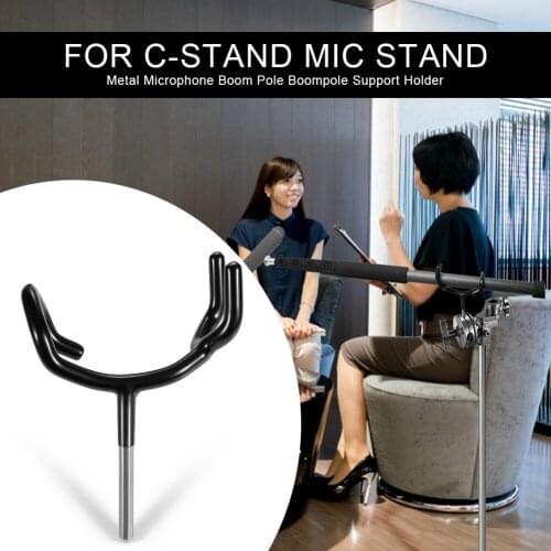 Black Metal Microphone Boompole Support Holder Sound Mic Clip Table Mounting Clamp for C-Stand Microphone Stand