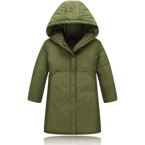 Boys &Girls Long Down Jackets Winter Coat Fashion Hooded Letters Jacket For Children 120-160 White Duct Down outwear 2017 New