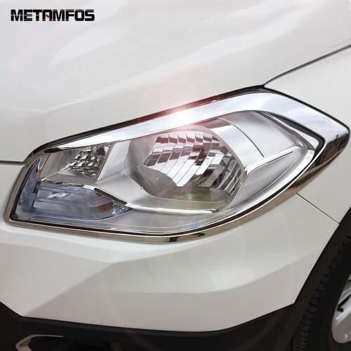 For Suzuki SX4 S-Cross Crossover 2014 2015 2016 Chrome Front Head Light Lamp Cover Trim Headlight Hood Exterior Car Accessories