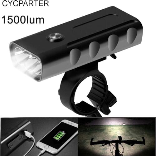 1500 Lumens MTB Bike Flashlight Power Bank USB Chargeable Bike Light Front Waterproof Multi-function Bike Light Bike Accessories