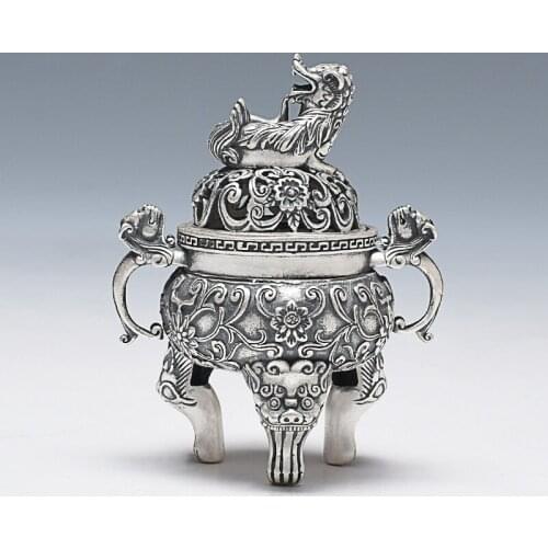 Pure Silver Tea Court Sandalwood Furnace Fumigation Furnace Incense censer household indoor ornaments incense incense plate