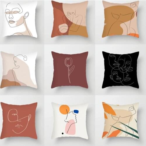 Geometric Pillow Cover Portrait Cushion Cover Fashion Nordic Pillow Case Throw Pillows for Living Room Sofa Office Lumbar home