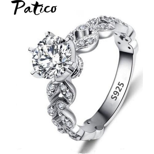 Classic Six Claw Design Dazzling Clear CZ Crystal Finger Rings Wedding 925 Sterling Silver Ring For Women Engagement Jewelry